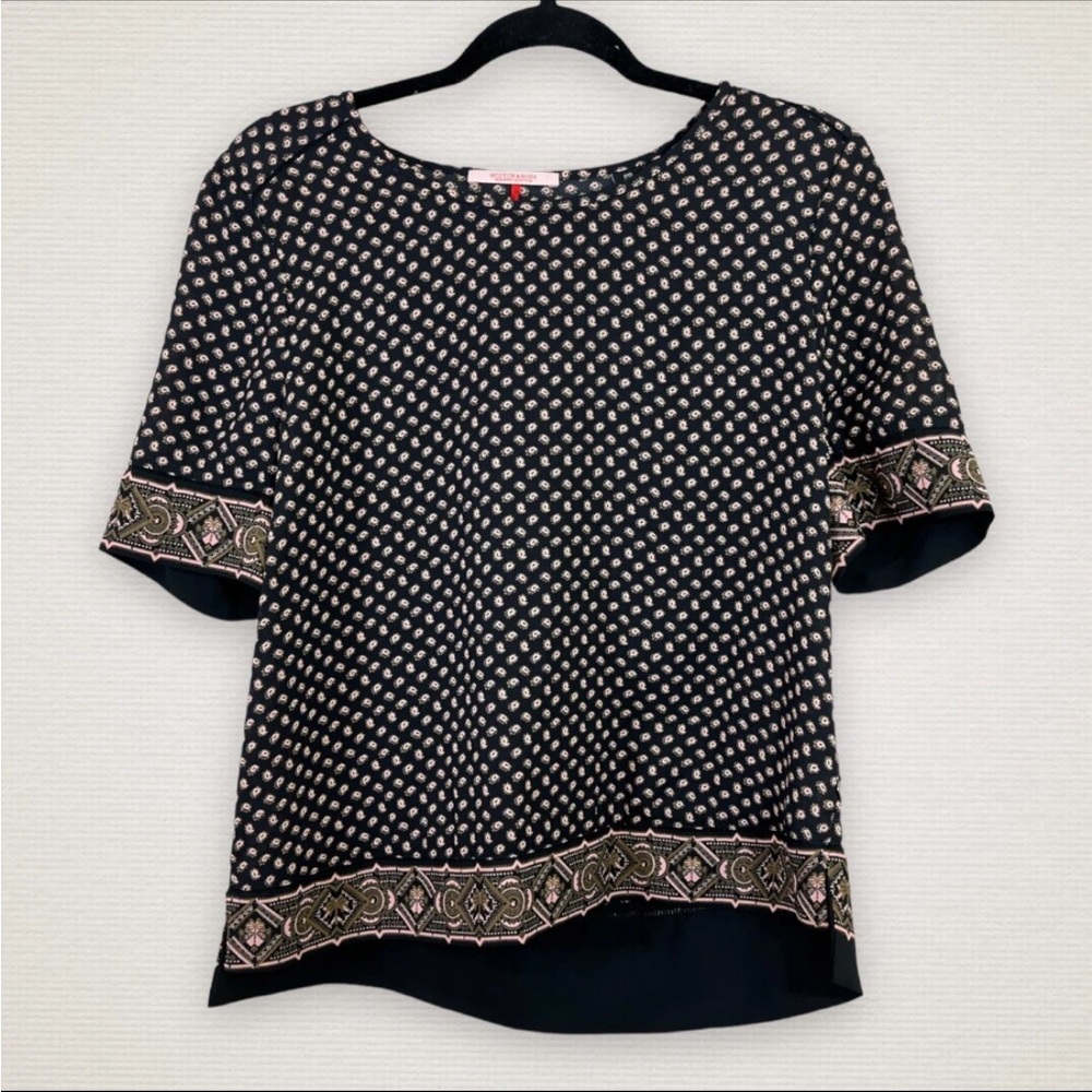 Woman's Scotch & Soda Small Raffia Town Printed Lightweight Blouse Multi